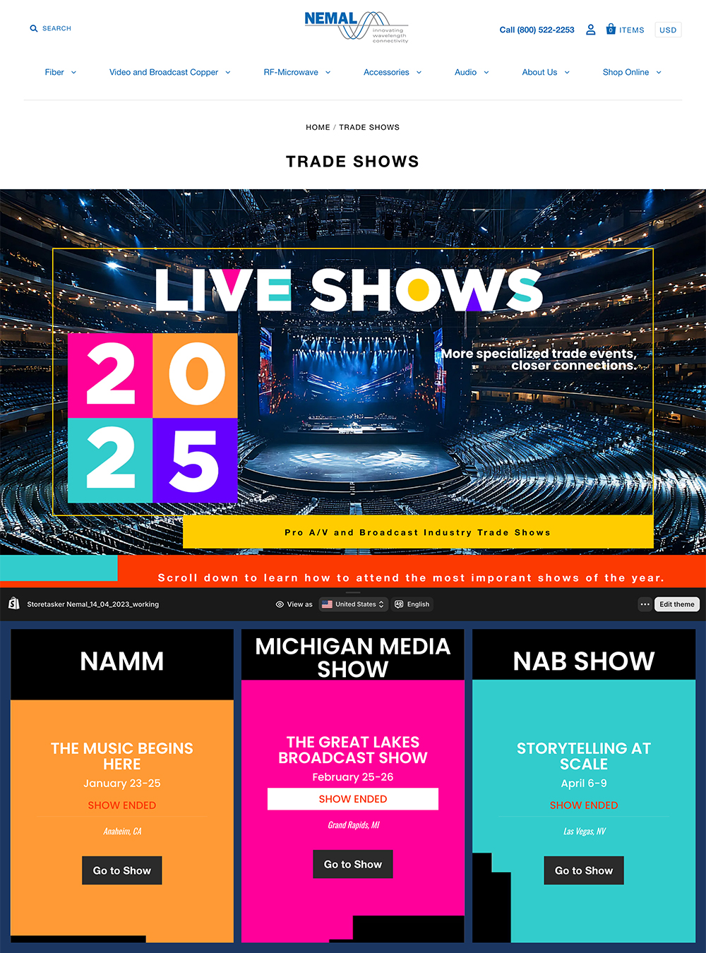 Screenshot of Nemal's e-commerce product listing and filters