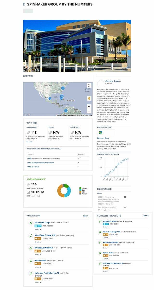 Screenshot of Spinnaker Group website showing hero and project thumbnails