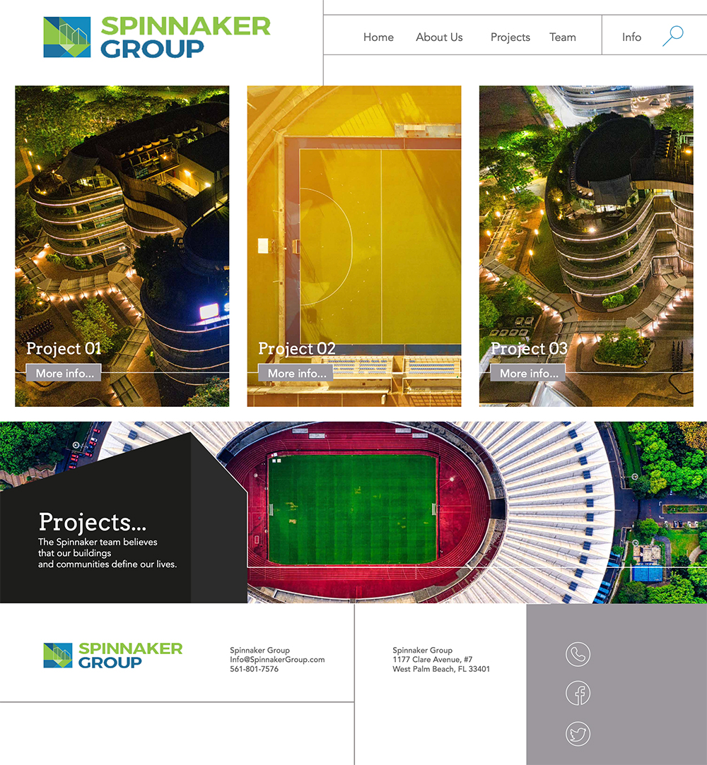 Wireframes or layouts for Spinnaker Group website