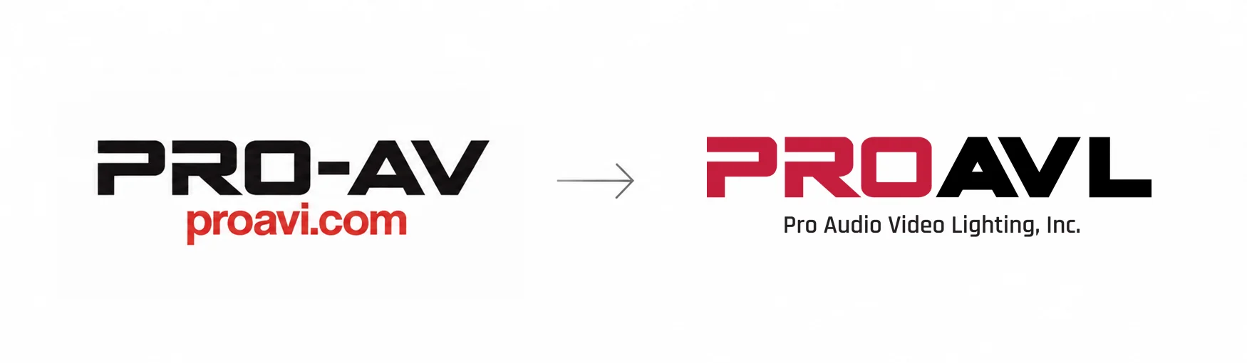 Before-and-after comparison of the Pro AVL logo redesign by Maia Interactive.